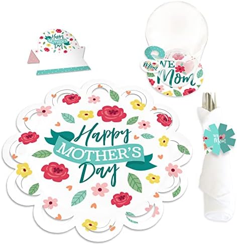 Nagy Dot a Boldogság Színes Virágos Boldog anyák napját - szeretünk, Anya Fél Papír Töltő, valamint asztali Díszek - Chargerific Kit