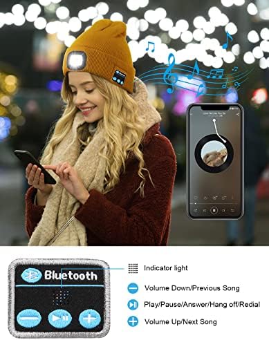 Bluetooth Beanie Kalap a Fény, USB Újratölthető LED-es Kalap Fejhallgató, Este Kivilágított Zene Beanie Kalap, Ajándékok Férfiaknak,