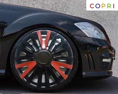 Copri Készlet 4 Kerék Fedezze 14 Colos Fekete-Piros Dísztárcsa Snap-On Illik Audi