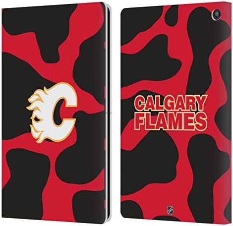 Fejét az Esetben Minták Hivatalosan Engedélyezett NHL Jersey Calgary Flames Bőr Könyv Tárca burkolata Kompatibilis az Fire HD 10