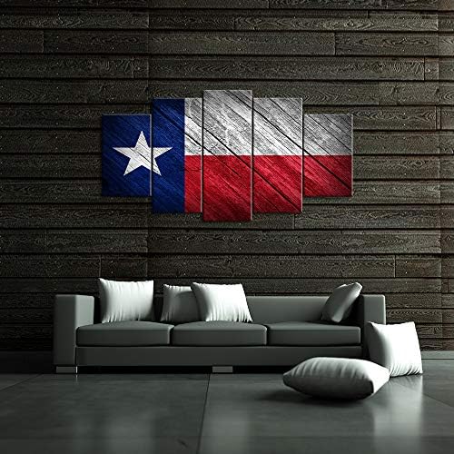 tudom, FOTO Nagy 5 paneles Vászon Nyomatok Texasi Állami Zászló Wall Art Dekor Modern Panel Multi Split Nyomatok Rusztikus Fa Nézd Étkező