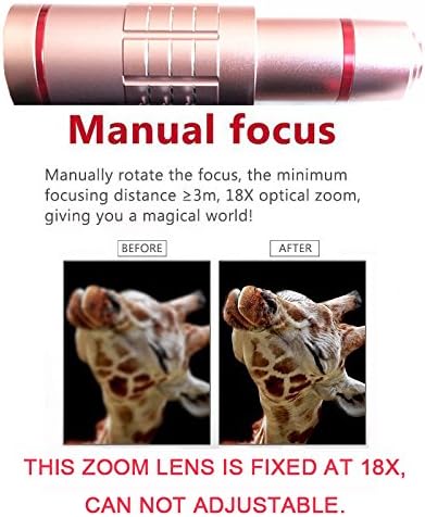 Youniker Optikai Kamera Lencse Kit for iPhone 6,18 x Kézi Fókusz Teleobjektív iPhone 6,Beleértve a szöveg a 18x. pont Alumínium
