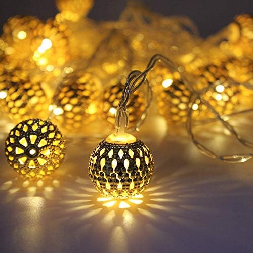 HALAK Moraccan Labda 25 LED String Fények Plug-in Fém Labdát, Csatlakoztatható a Farkát Dugja, Minden Alkalomra-Karácsonyi, Diwali,