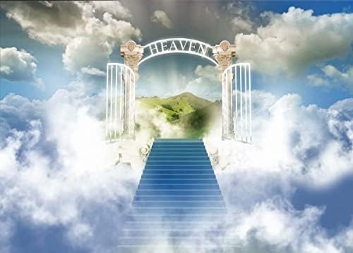BELECO 9x6ft Szövet Mennyország Hátteret, a Paradicsom Kapuja Ég, a Felhők, a Stairway to Heaven Fotózás Háttérben az ég Küldött babaköszöntő