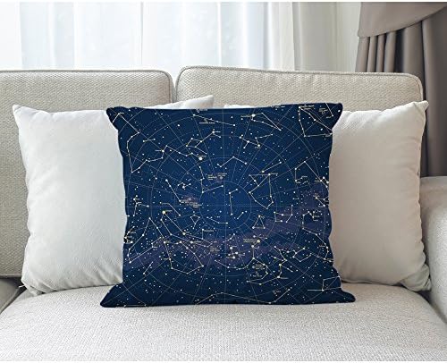 Moslion Csillag Térkép Párnát Fedezze City Light Csillagkép az Éjszakai Égbolt Pamut Ágynemű Dekoratív párnahuzat 18 x 18 cm-es Standard