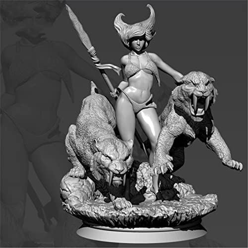 ETRIYE 1/24 Fantasy Témájú Ősi Női Harcos Tigris Gyanta Ábra Kit Festetlen, valamint Összeszerelt Miniatűr-Készlet //Du2-65