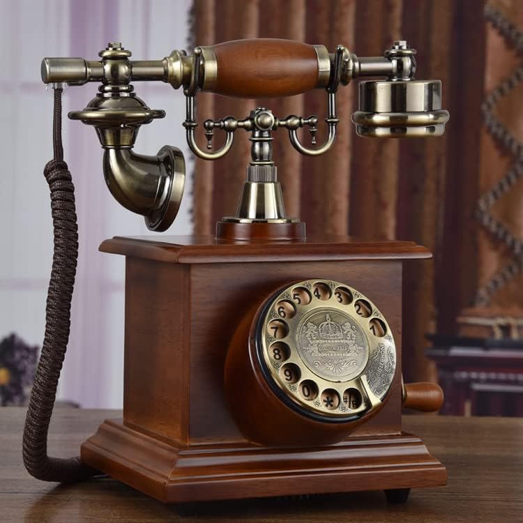 Rotary Telefonvonal Otthoni Irodai Vezetékes Klasszikus Asztal Telefon Európai Stílusú Dekoráció Amerikai Szoba Retro Élő (Szín : Mahagóni,