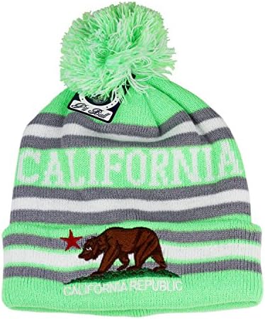 A kalap Túl Pom Pom Beanie a Kaliforniai Köztársaság Állami Medve Kötött Sapkák