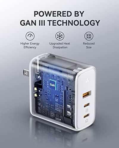 VOLTME 100W GaN III USB-C Fali Töltő (Összecsukható Csatlakozó), PD3.0 PPS USB-C, Gyors Töltő, 3-Port MacBook Pro/Levegő, iPhone 14