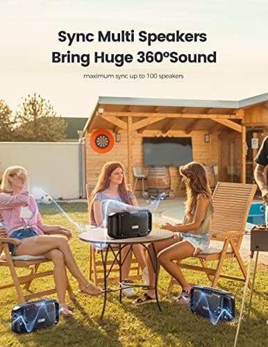 KuccHero Bluetooth Hangszóró, 50W(70W Max) Hangos Hordozható Hangszóró, Mélynyomó, 30H Játékidő, Ex-Basszusgitár, TWS, Ajándék