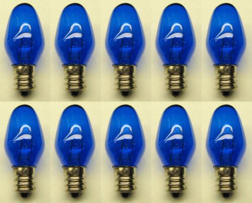 CEC Iparágak 7C7/TB/130V (Kék) Izzók, 130 V, 7 W, E12 Bázis, C-7-alakú (Doboz 10)