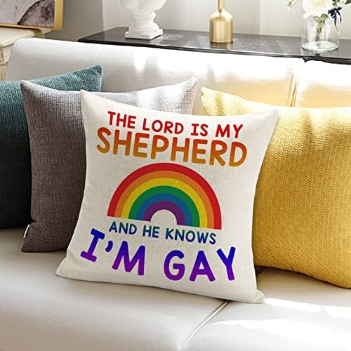 Az Úr az Én Pásztorom, nem Tudja, hogy Meleg vagyok Párnát Fedezze Romantikus párnahuzat Szivárvány Büszkeség Leszbikus, Meleg LGBTQ