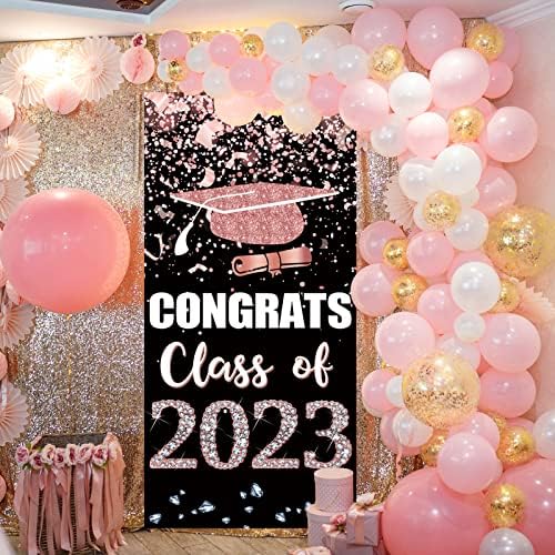 Trgowaul 2023 Rose Gold Ballagás Dekoráció Osztály 2023, Rózsaszín Congrats Grad Ajtó Banner Főiskola/gimnáziumi Osztály 2023 Dekorációk,