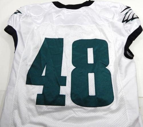 2018 Philadelphia Eagles 48 Játék Kiadott Fehér Gyakorlat Jersey típustábla R 50 9 - Aláíratlan NFL Játék Használt Mezek