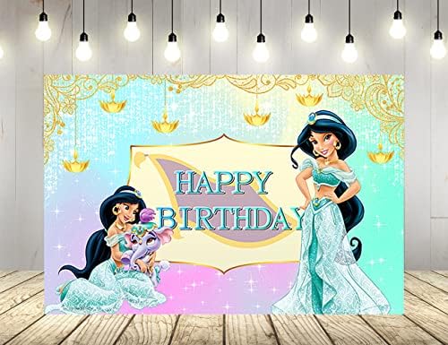 Jázmin hercegnő Hátteret Születésnapi Party Kellékek Aladdin babaköszöntő Zászló a Szülinapi Party Dekoráció 5x3ft
