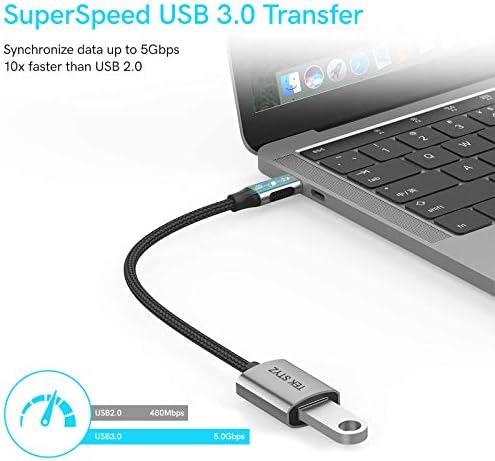 Tek Styz USB-C USB 3.0 Adapter Kompatibilis A Samsung SM-T505 OTG Típus-C/PD Férfi USB 3.0 Női Converter. (5Gbps)