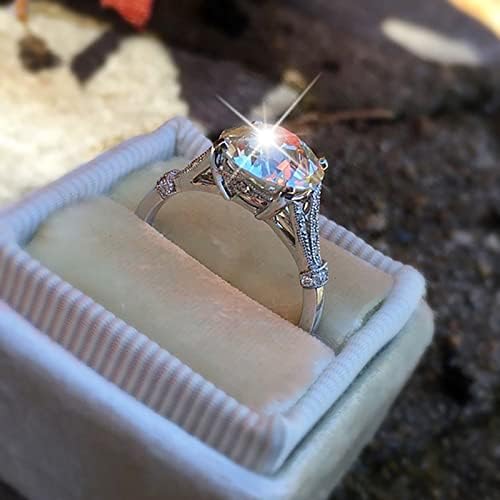 2023 Új Női Aranyozott Gyűrű Divat Ékszerek Gyűrűk Kerek Vágott Szoliter Gyűrűk Tele Lábujj Gyűrű (Ezüst, 9)