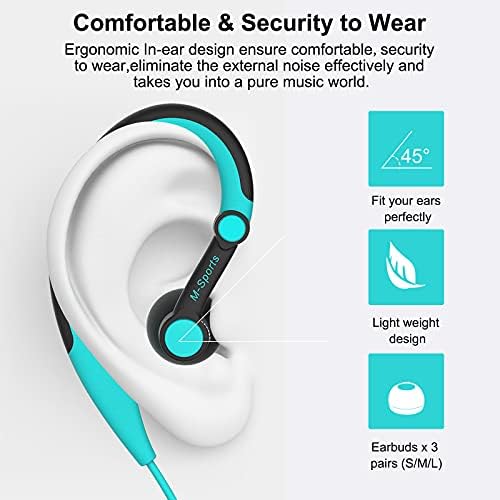mucro Sport Fejhallgató, Vezetékes, Több Fül in-Ear Fülhallgató，Fülhorgot Futó Fülhallgató, Fejhallgató Mikrofonnal iPhone