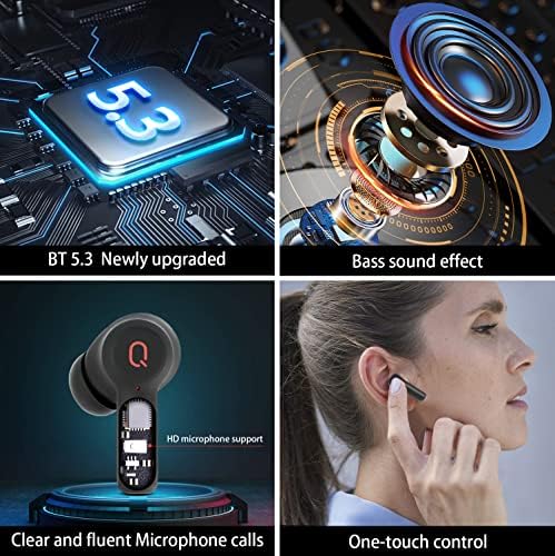 Vezeték nélküli Fejhallgató,QERE E20,Új TWS Bluetooth-5.3,HD Mikrofon,hi-fi Fülhallgatóval,13 mm-es Driver,68ms Alacsony Késleltetésű,4
