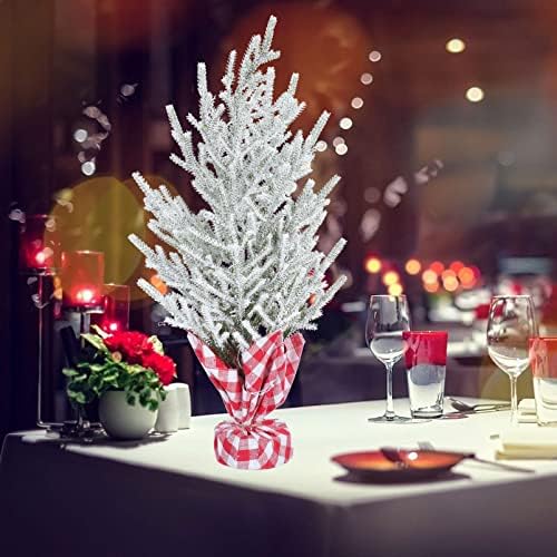 Amosfun Hó Fagyasztott Mini karácsonyfa: Fehér Mesterséges Fenyő Karácsonyi Fák Külön Spray Hó karácsonyfa Téli Ünnep Kandalló Dekoráció