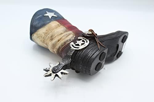 Szerencsés Ajándékok Rusztikus Texasi Állami Zászló Cowboy Concho Sarkantyú Boot Piggy Bank Kézzel Festett Dekoráció, Ezüst