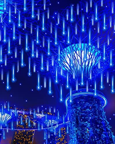Yztree Kék Meteor Kültéri Lámpák, Kültéri 20 hüvelyk 20Tubes 1080 LED Alá Eső Csepp Fények Jégcsap Hó Lépcsőzetes Fények a