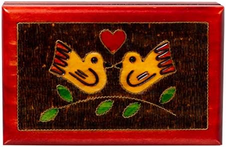 Kézműves Bagoly lengyel Kézzel készített Sikorka Madarak Csók Fa Ága Fa Doboz Piros Belsővel, Tökéletes Emlékek, Különleges