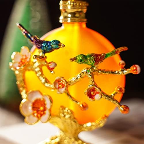 YU FENG Díszes Üveg Parfüm Üveg Üres Vintage Madár, Virág, Dekoratív Újratölthető Kristály Parfümös Üveg(Sárga,40ML)