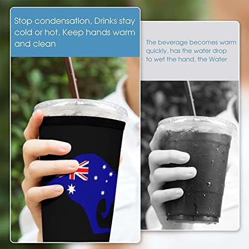 Ausztrál Kenguru Zászló Kávét Ujja Újrafelhasználható Neoprén Csésze tartó Csésze Forró Ital