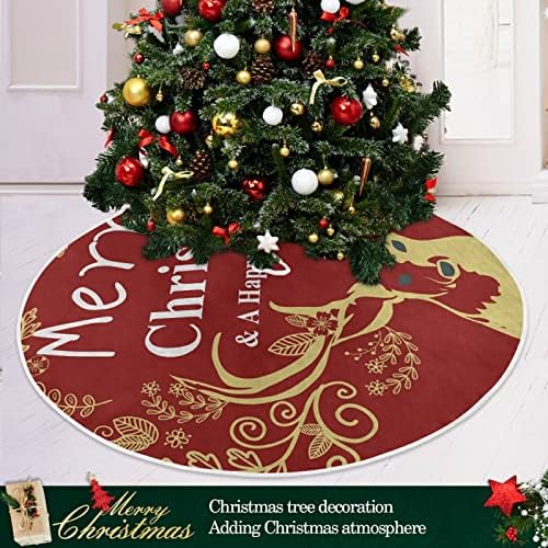 Boldog Karácsonyt Szarvas Virágos karácsonyfa Szoknya 36inch lakberendezés karácsonyfa Szoknya Szőnyeg karácsonyfa Díszek, Ünnepi, Esküvői