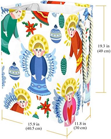 Inhomer Varázslatos Karácsonyi Angyalok Hópelyhek Minta 300D Oxford PVC, Vízálló Szennyestartót Nagy Kosárban a Takaró Ruházat, Játékok Hálószoba