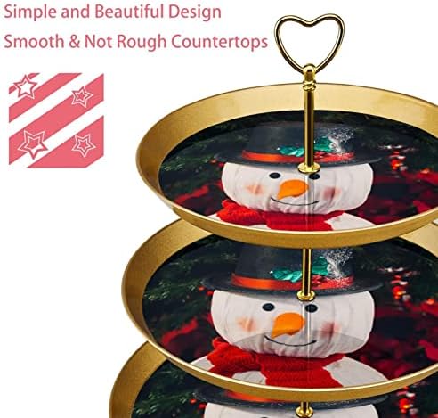 Torta Állvány Szett 3 Tier Cupcake Áll Újrafelhasználható Süteményes Tál Esküvő, Születésnap Tea Party Dekoráció, Karácsonyi Szép Hóember