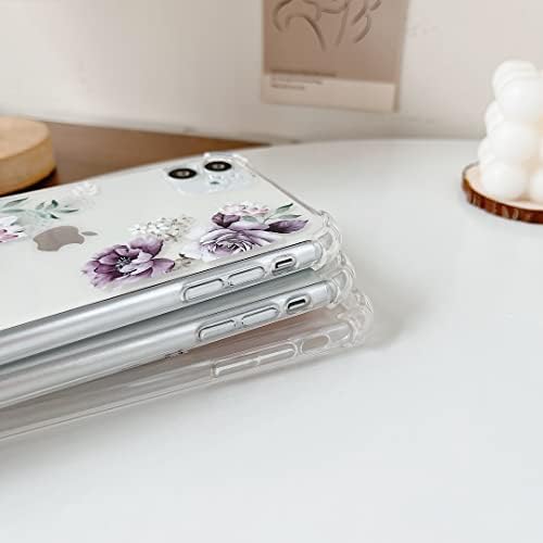 DEFBSC Puha tok Kompatibilis az iPhone 12, Tiszta, Virágos, Virág Minta Print Design, Rugalmas TPU Ütésálló Fedezi a Nők, Lányok,Virág