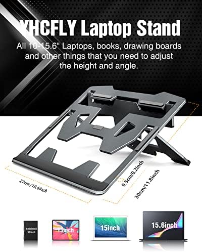 YHCFLY Laptop Állvány Asztal Alumínium Notebook Állvány Állítható Hordozható Összecsukható Számítógép Állvány Anti-Slip Laptop Kelő Kompatibilis