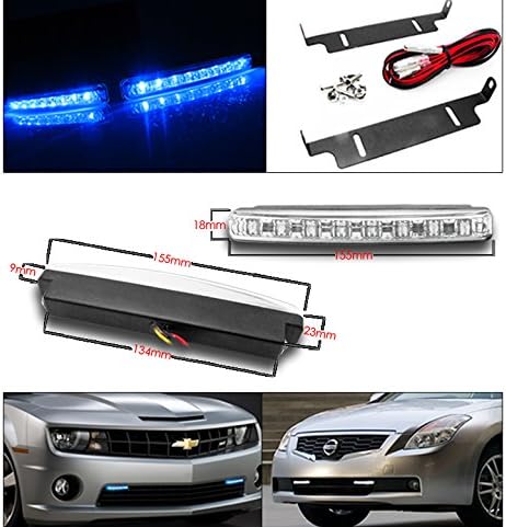 ZMAUTOPARTS LED Cső Vetítő Fényszórók, Fényszóró Black w/6 Kék DRL Kompatibilis 2011-2017 Volkswagen Jetta MK6