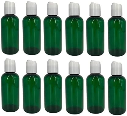 4 oz Zöld Boston Műanyag Palackok -12 Pack Üres Üveget Újratölthető - BPA Mentes - illóolaj - Aromaterápia | Fehér Nyomja Le a