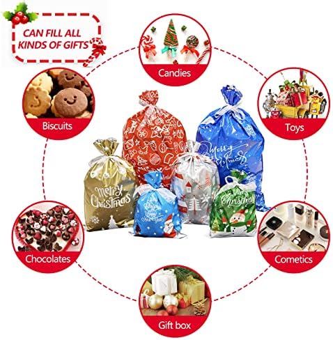 AOYOO Karácsonyi Ajándék csomag 30db Ajándék Csomagolás Zsák Vegyes Méretű Tömeges Karácsonyi Édesség Táskák Ünnep Kezeli, Táskák