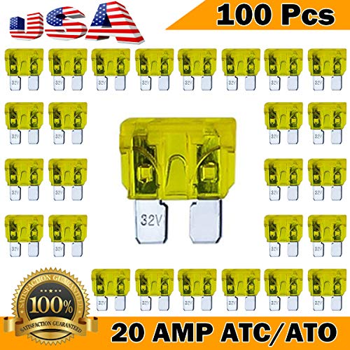 Kodobo 100 Csomag Auto Biztosítékok 20 AMP ATC/ATO Standard Rendszeres Biztosíték Penge 20A Autó, Teherautó Hajó, Tengeri RV - 100Pack