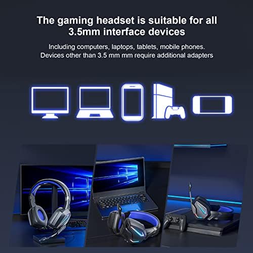 DAUERHAFT PC Gaming Headset, Többfunkciós Magas Érzékenység Gaming Headset zajszűrős Mikrofon, 3,5 mm-es Laptopok