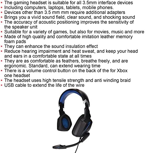 Jopwkuin Gaming Headset, Többfunkciós zajszűrő Mikrofon, 3,5 mm-es Surround Sztereó Hang PC Gaming Headset Magas Érzékenység