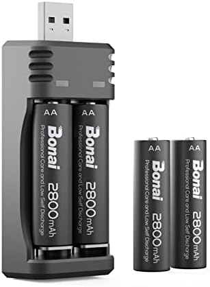 BONAI Újratölthető AA Akkumulátort a Töltő, USB nagysebességű Töltő AA AAA Ni-MH, Ni-CD Akkumulátor