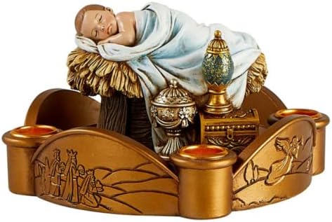 A kis Jézus a Jászolban, Ajándékokkal, Adventi Koszorú, Vallási Ünnepi Dekoráció, szabadon álló Asztali Dekoráció, 6.25 Cm