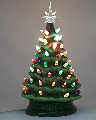 A karácsony Örökké Égő Asztali Kerámia Fa, 16 Col Zöld Fa, Színes Fények,