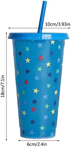 Bor Hűtő Csésze Készlet Kreatív Víz Kupa Star Kupa PP Műanyag Szívószál Kupa Star Műanyag Átlátszó Szalma Kupa 710ml Hideg Változás