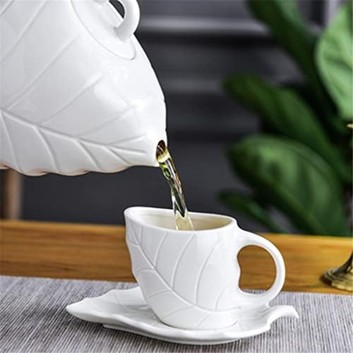 UXZDX Sima fehér kerámia kávés teás készlet fehér fa tálca vízforraló a csésze pot bár háztartási konyhai eszközöket (Szín
