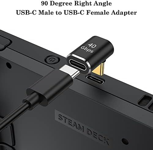 AuviPal 90 Fokos USB-C Adapter (4 Doboz), 40Gbps USB-C a Férfi-USB-C Női Megfelelő Szögben Csatlakozó Gőz Fedélzeten, Kapcsoló, Notebook,