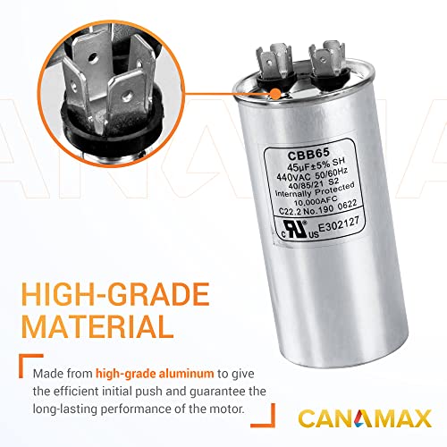 Canamax 45 uf ± 5% MFD 370, Vagy 440V Kört Futni Kondenzátor - Csere Légkondicionáló 50/60Hz AC Motor Fut, vagy Ventilátor Start, Hűvös