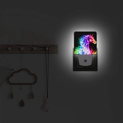 TropicalLife Színes Tűz Ló Plug-in LED-es Éjszakai Fény Érzékelő, Éjszakai Fény Készlet 2Galaxy Állat Ló Érzékelő Lámpa Automatikus Alkonyat