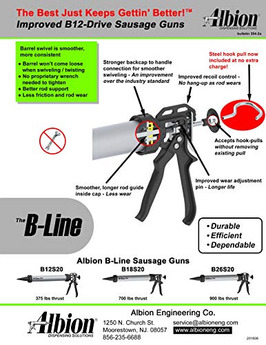 Albion Mérnöki Társaság B12S20 B-Line Kézi Kolbász Tömítés Fegyvert, 20 oz, 12:1 Meghajtó