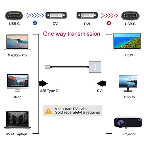 FEMORO USB-C-DVI Adapter, USB C-Típusú (Thunderbolt 3 & 4) DVI-D Férfi-Nő Kábel Átalakító Támogatja a 1080p@60hz Kompatibilis a MacBook